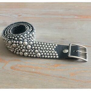 Studded Black Leather Belt